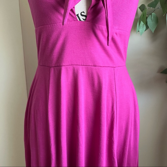 Lulus Haileah Magenta Tie-Front Sleeveless Midi Dress Sz M - Picture 5 of 15